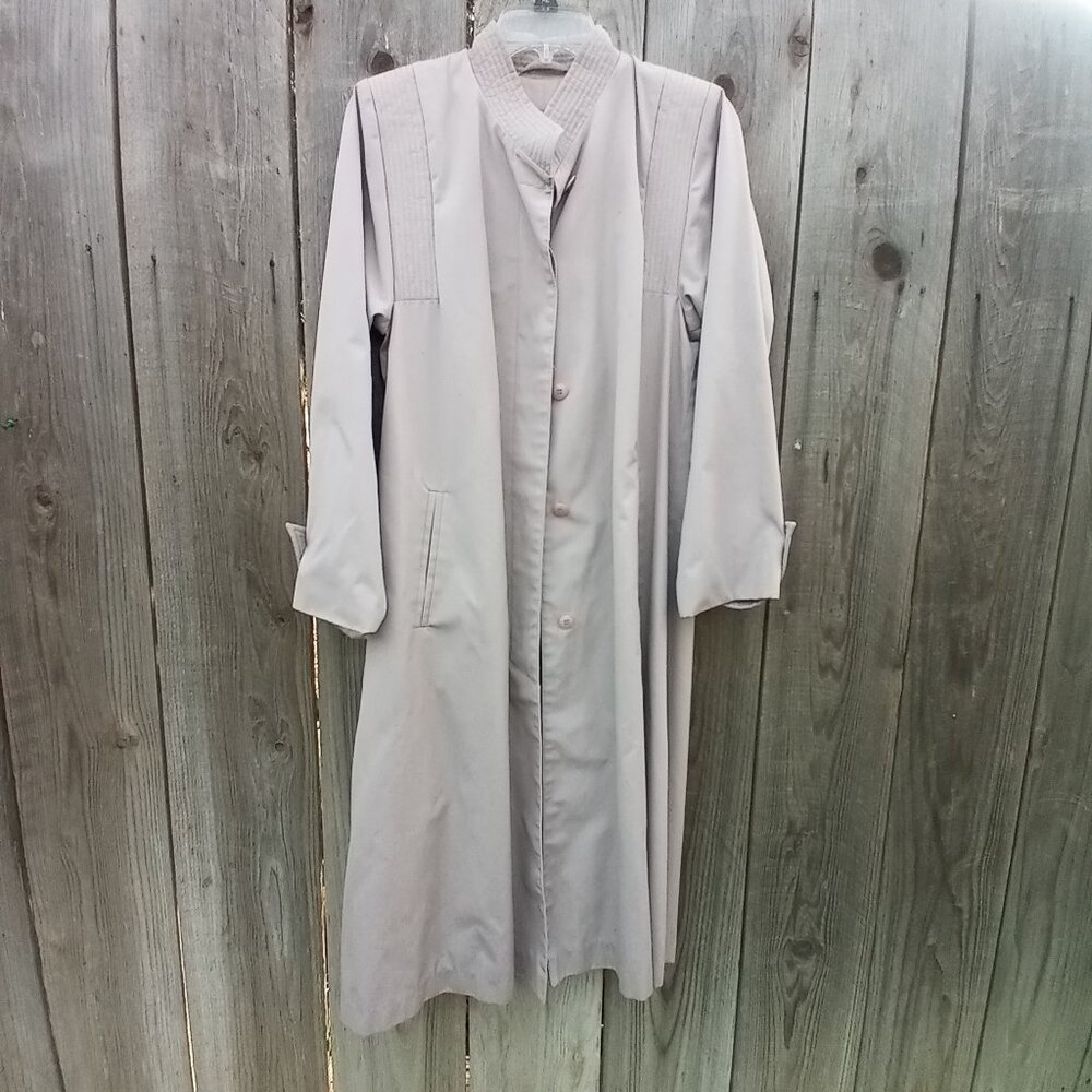 70S GABARDINES COAT FLEET STREET WOMEN SZ 8 GRAY LAVANDER LONG BUTTON POCKTES